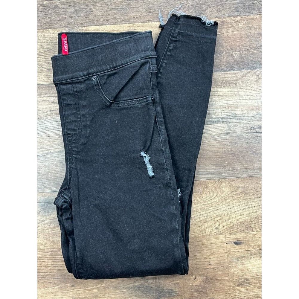 Spanx Raw Hem Black Skinny Jeans Size Small